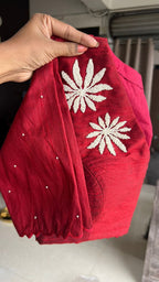 Maroon pearl handwork blouse