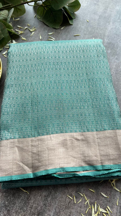 Artic blue kanjivaram silk saree with blouse