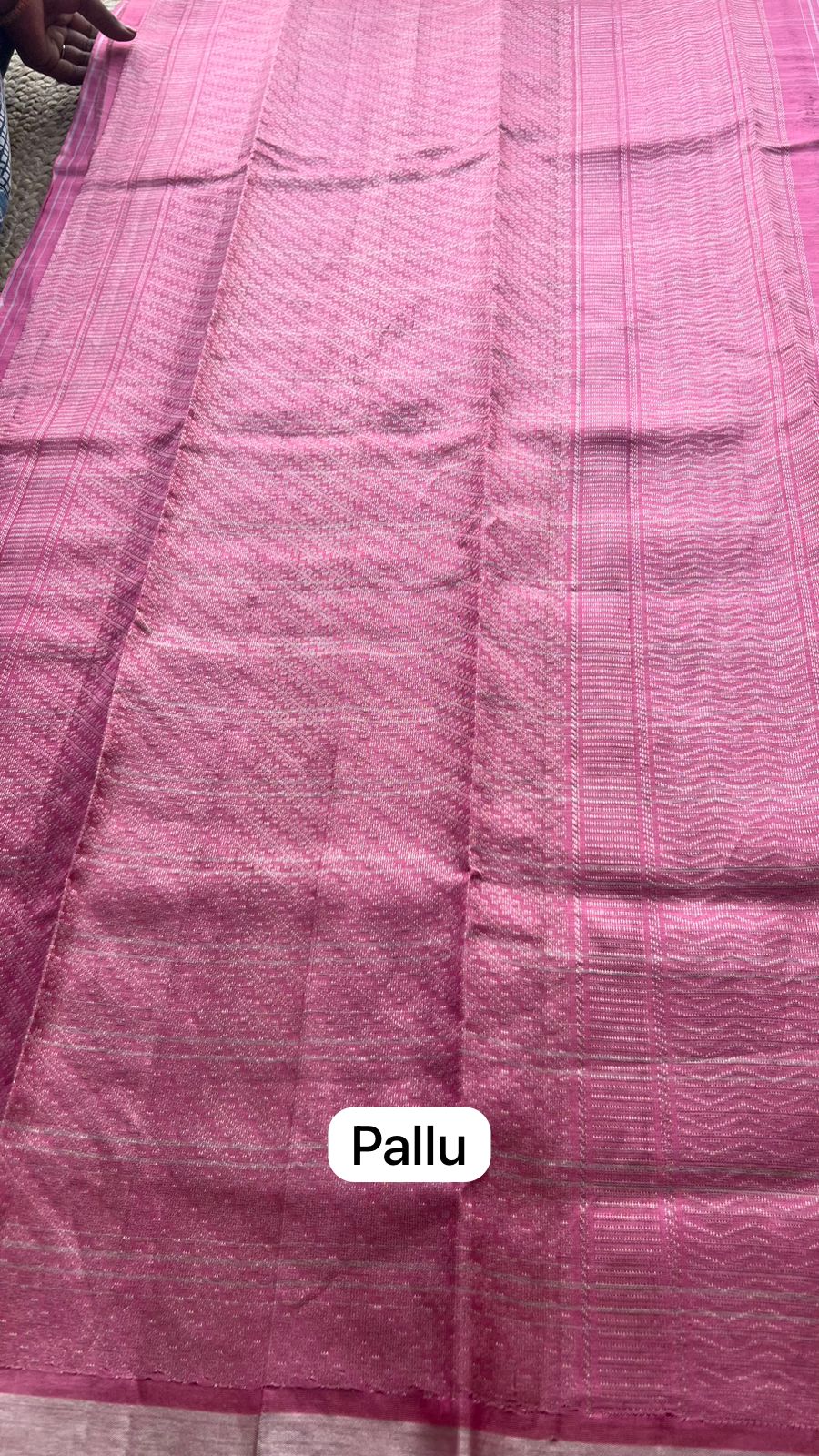 Baby pink checked kanjivaram soft silk saree with blouse
