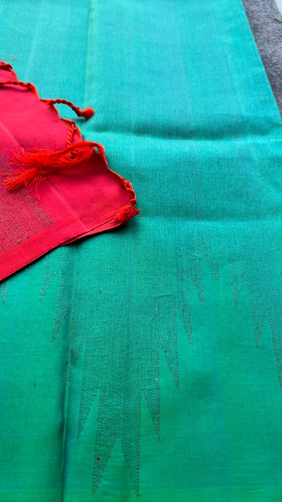 Sea green kanjivaram soft silk saree with blouse