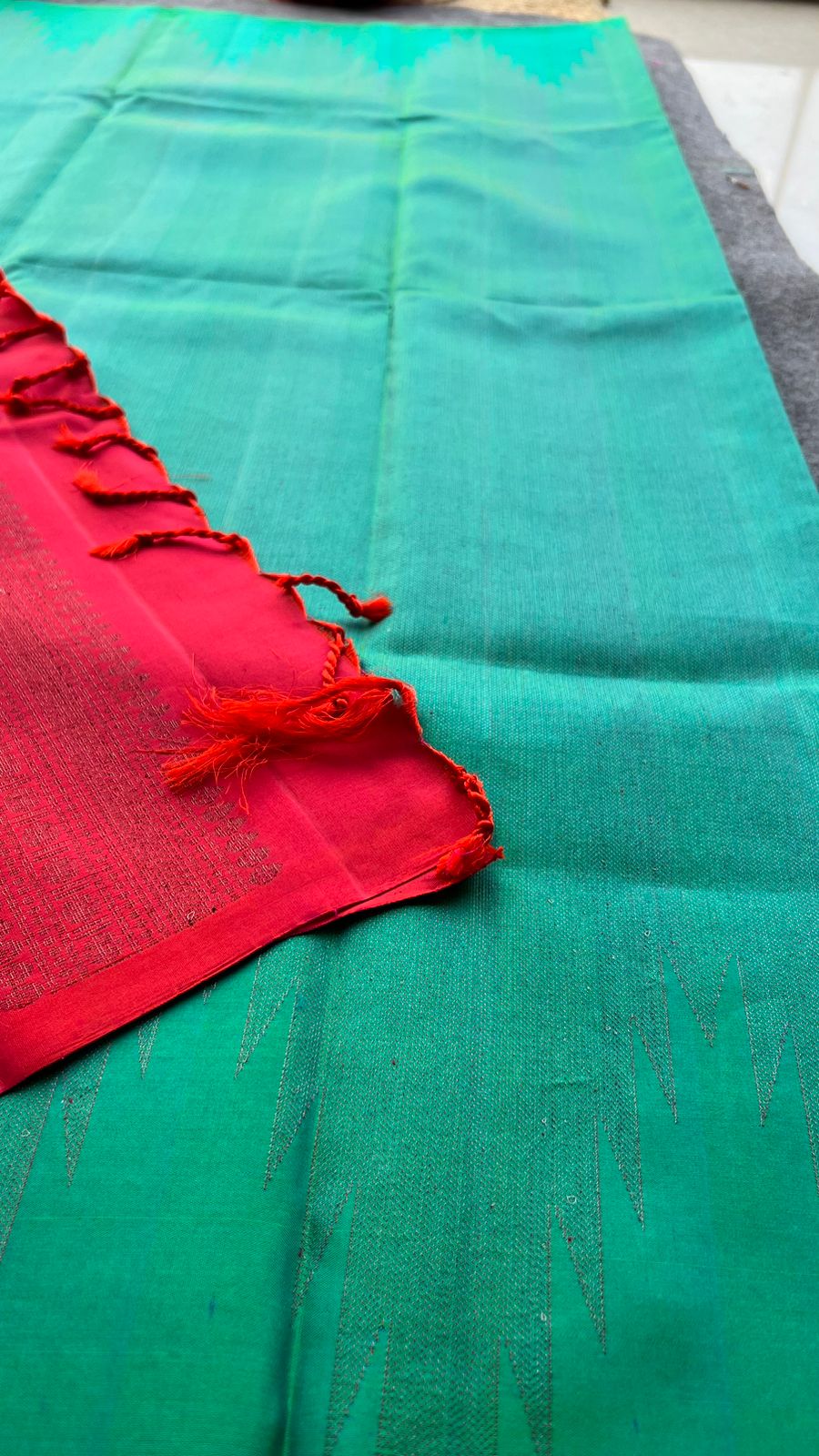 Sea green kanjivaram soft silk saree with blouse