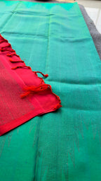Sea green kanjivaram soft silk saree with blouse