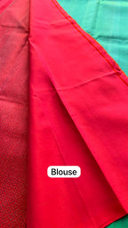 Sea green kanjivaram soft silk saree with blouse