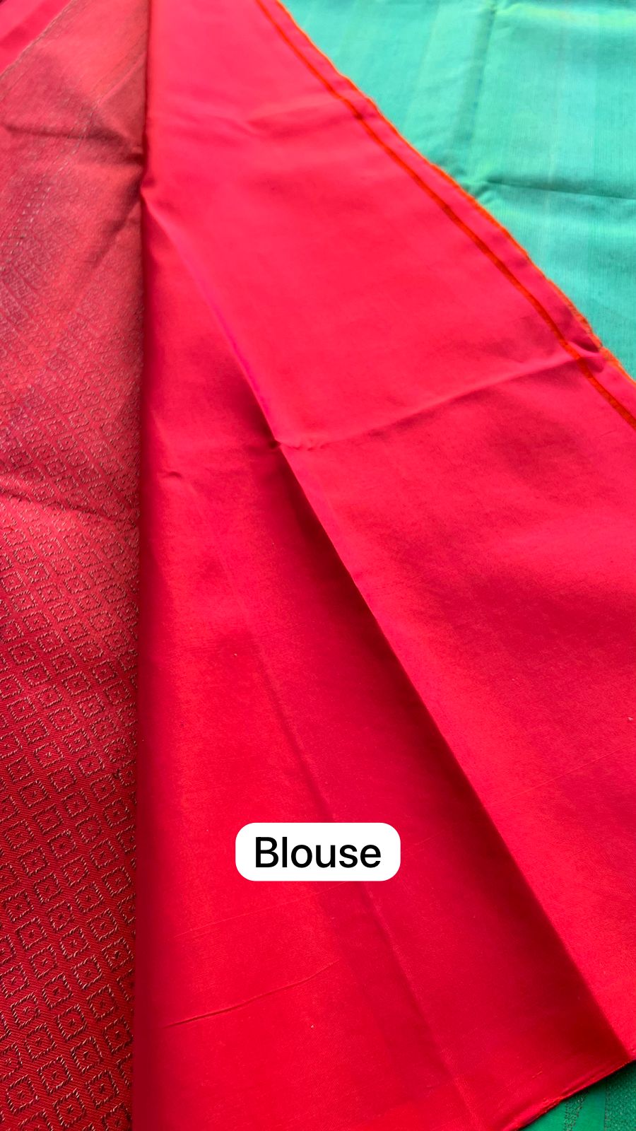 Sea green kanjivaram soft silk saree with blouse