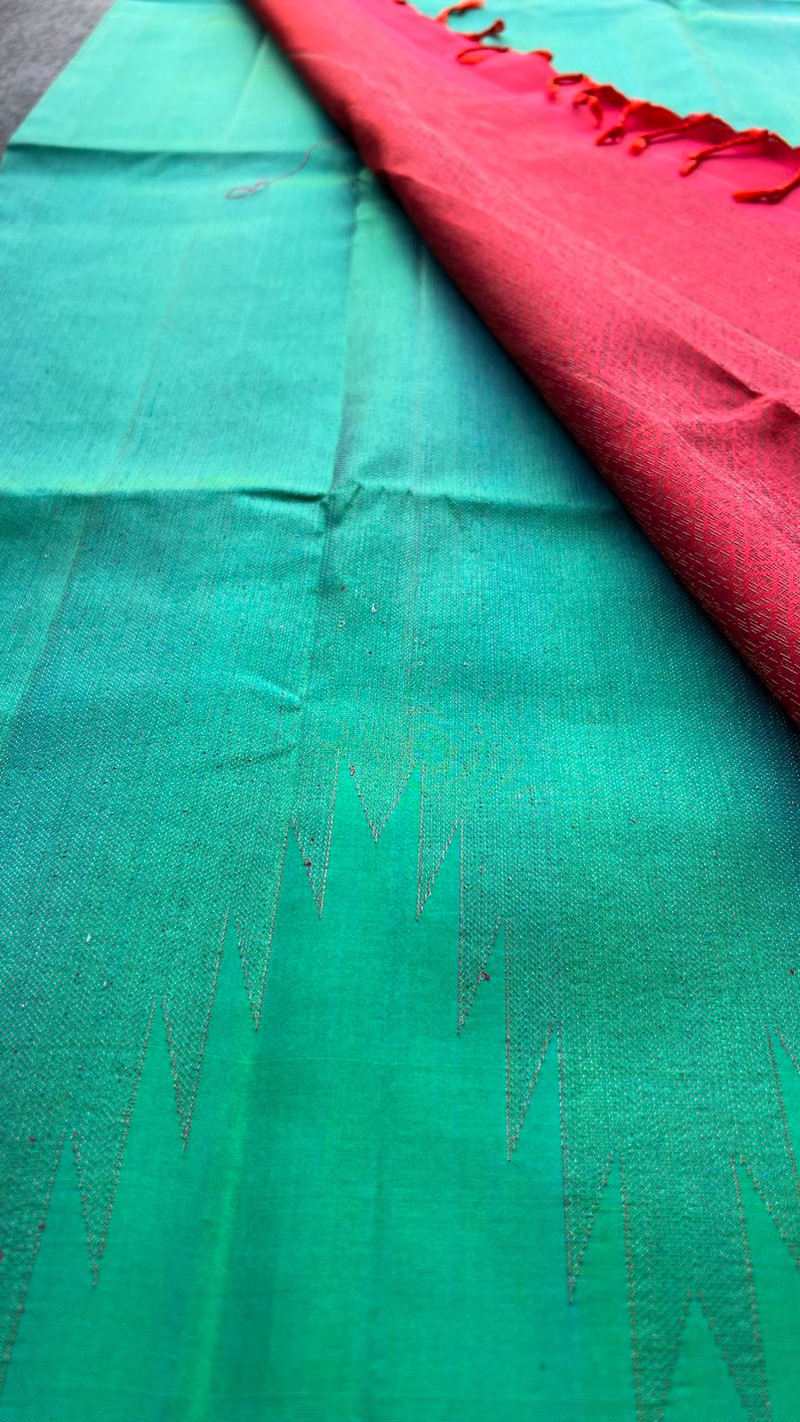 Sea green kanjivaram soft silk saree with blouse