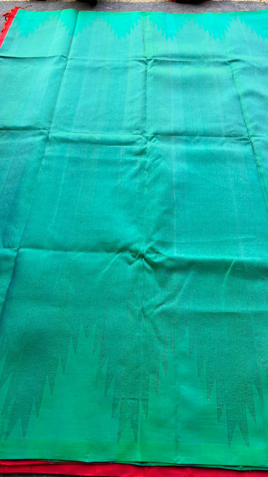 Sea green kanjivaram soft silk saree with blouse