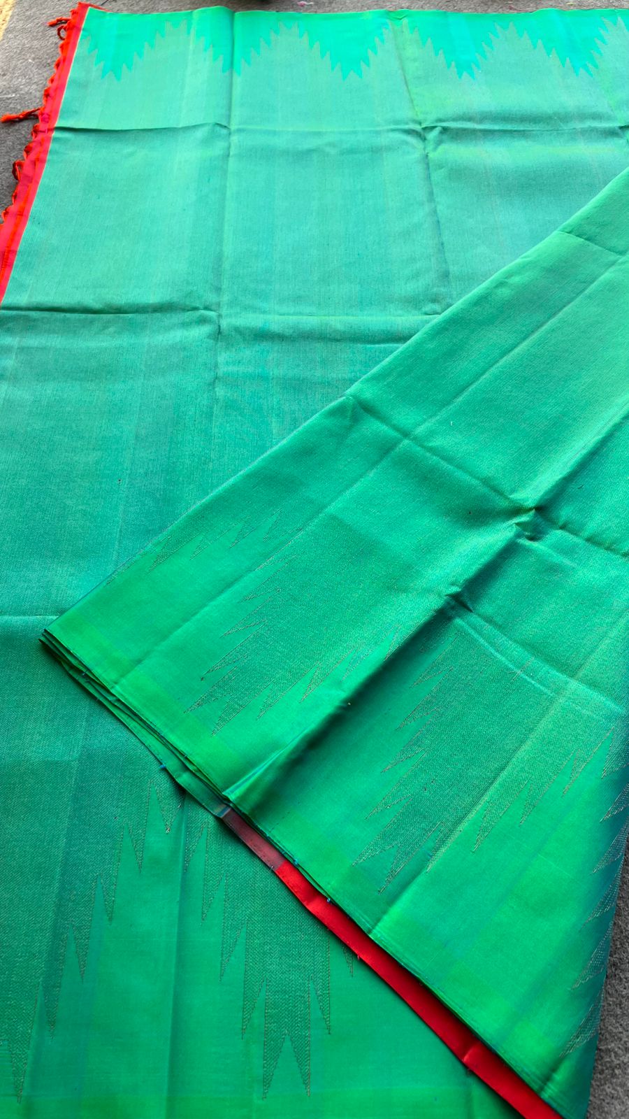 Sea green kanjivaram soft silk saree with blouse