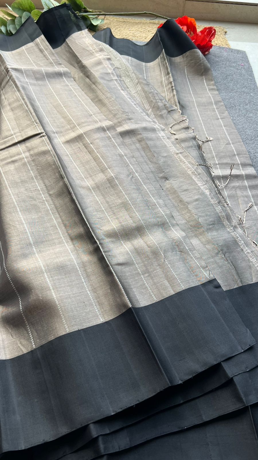 Silver tissue kanjivaram soft silk saree with blouse