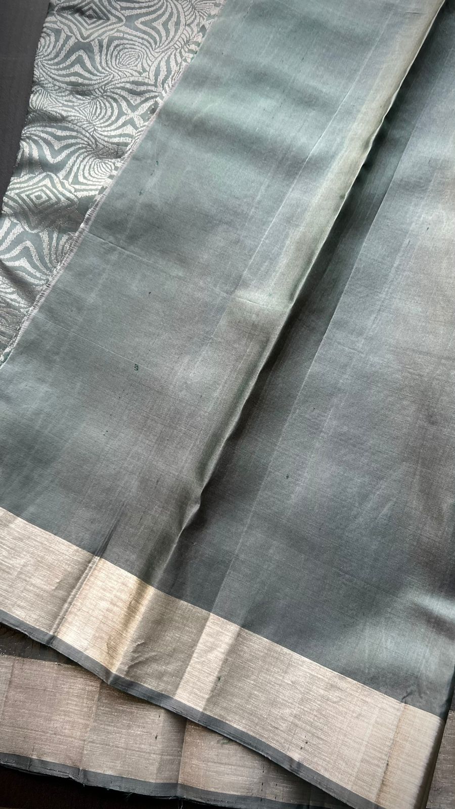 Grey silver kanjivaram silk saree with blouse