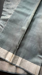 Grey silver kanjivaram silk saree with blouse