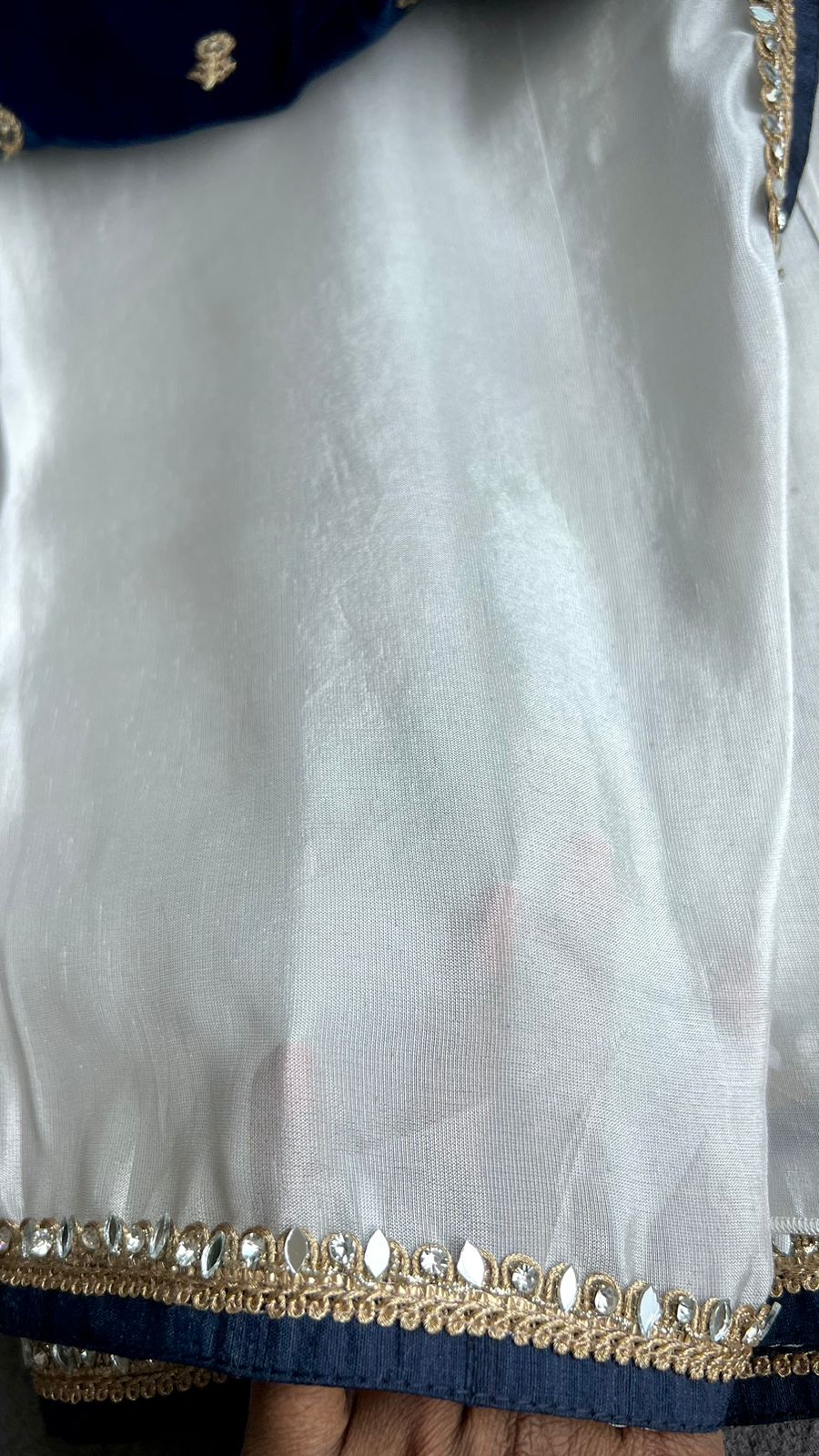 Silver tissue saree with velvet embroidery blouse