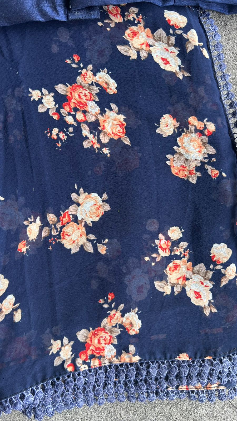 Midnight blue silk jeweled hand work blouse ( only blouse )