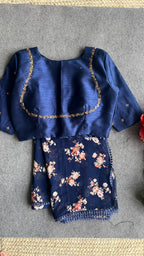 Midnight blue silk jeweled hand work blouse ( only blouse )
