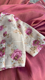Pink soft tissue saree with cotton embroidery blouse