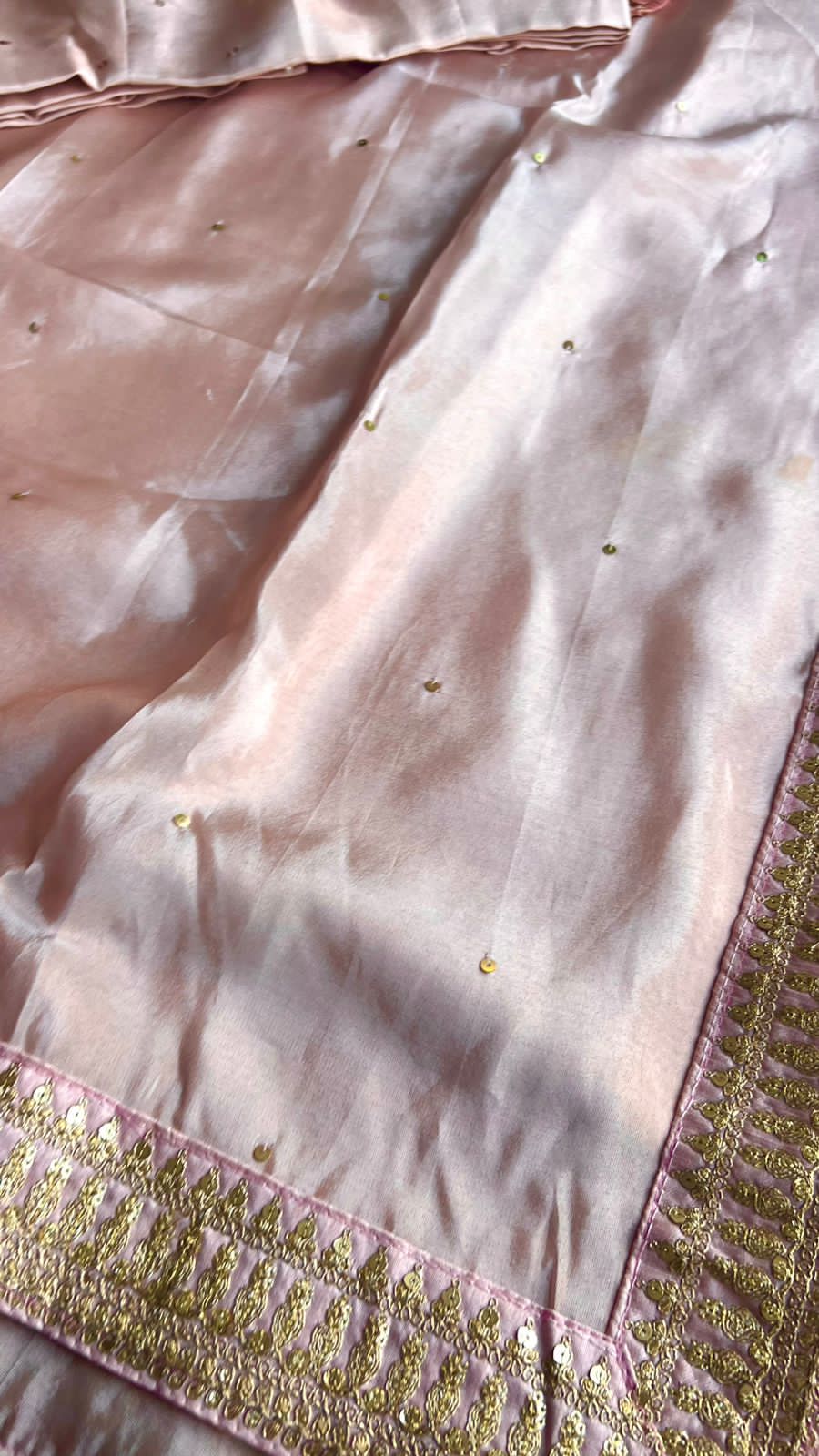 Peach soft silk saree with hand worked blouse