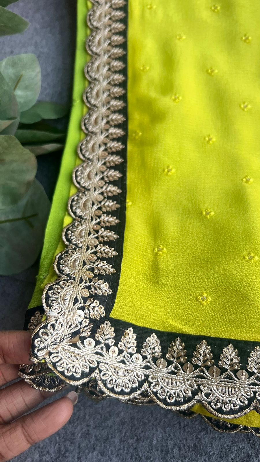 Chinnon embroidery multicolour saree with blouse