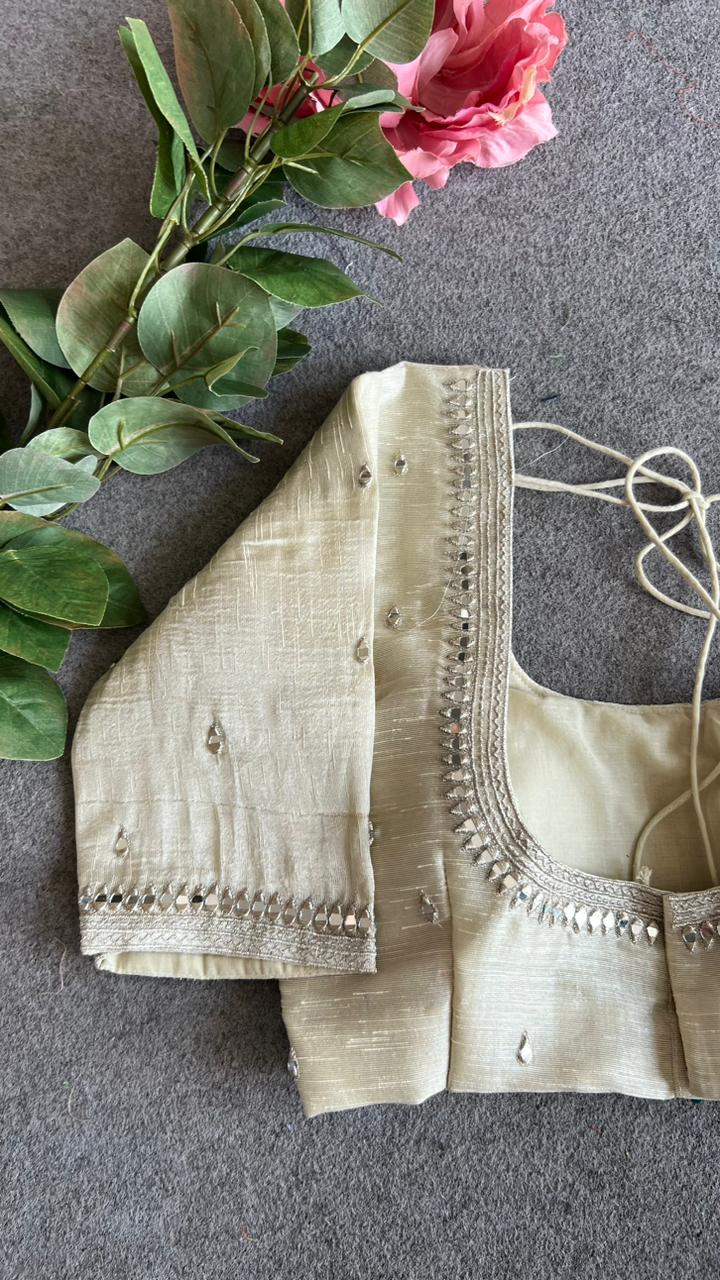 Silver tissue mirror embroidery blouse