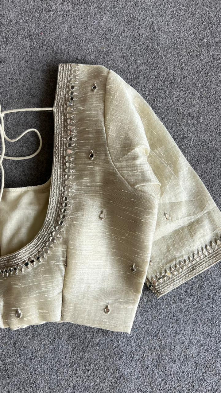 Silver tissue mirror embroidery blouse