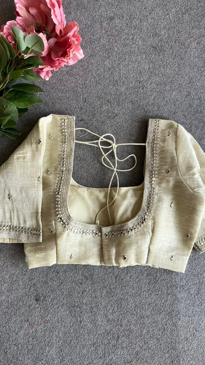 Silver tissue mirror embroidery blouse