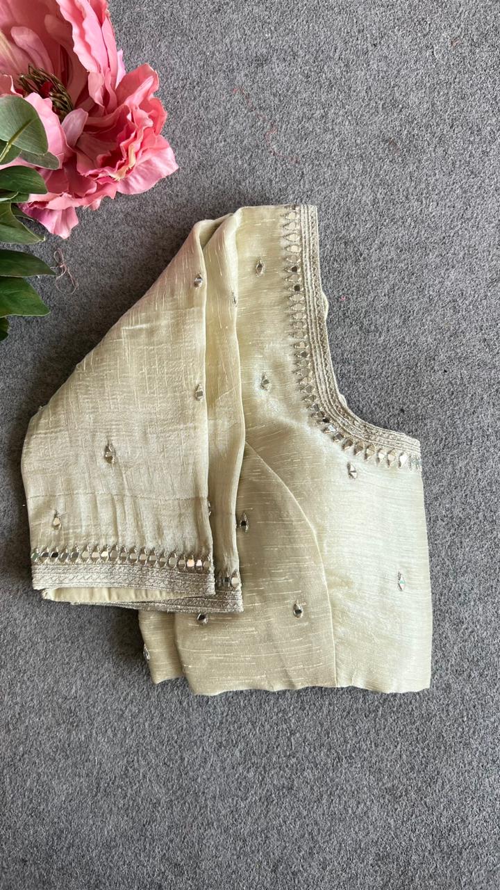 Silver tissue mirror embroidery blouse