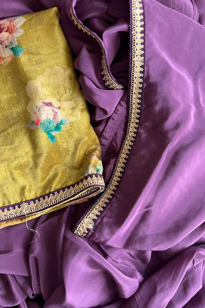 Lavender marble silk saree with blouse