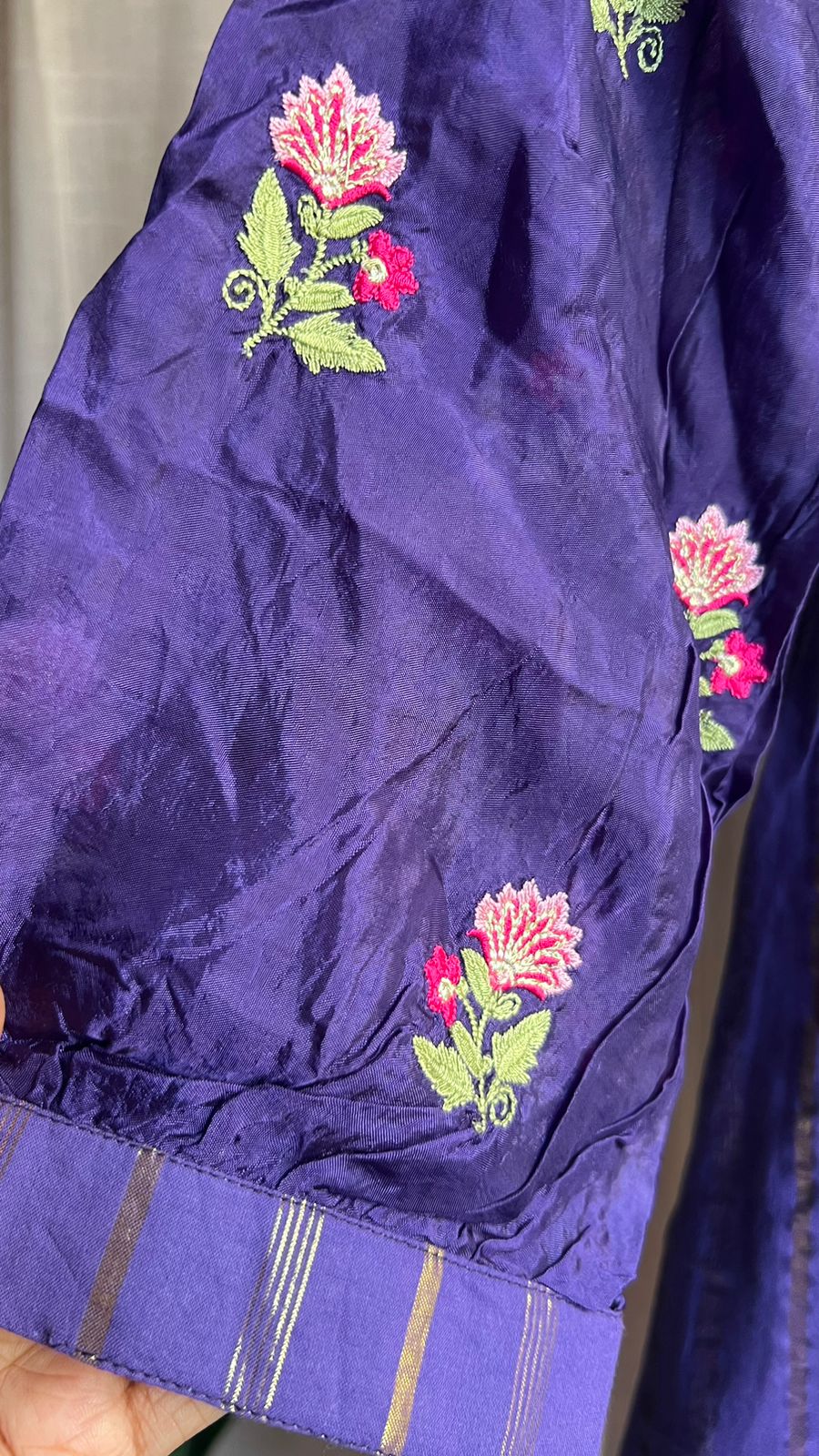 Purple stripped embroidery 2 piece kurti dress