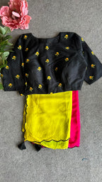 Black silk floral embroidery work blouse ( only blouse )