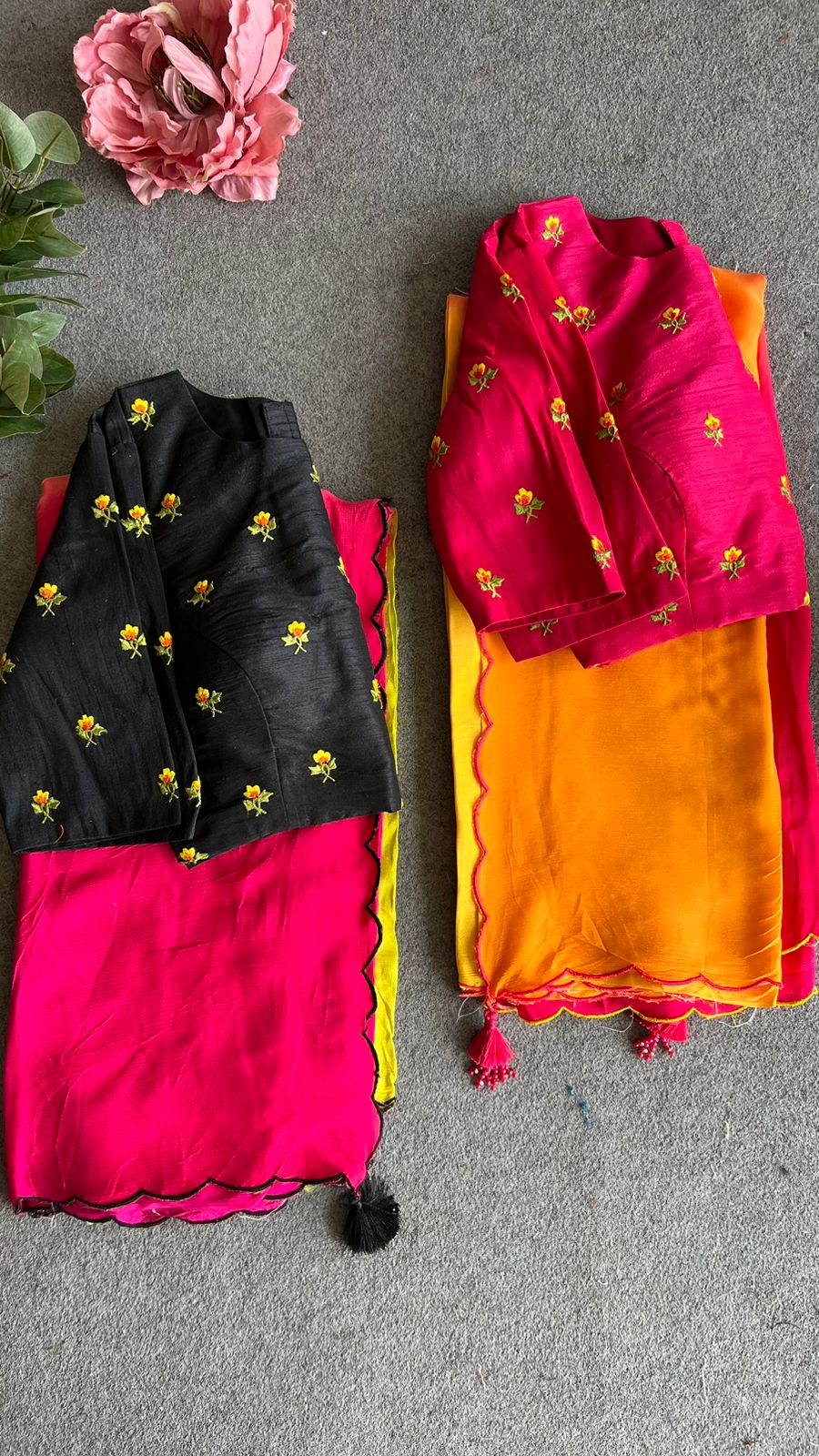 Black silk floral embroidery work blouse ( only blouse )