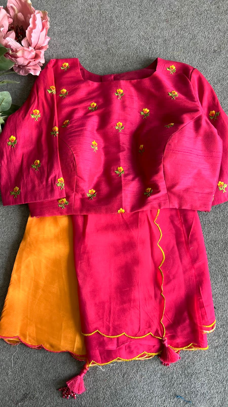 Pink silk embroidery work blouse  ( only blouse )