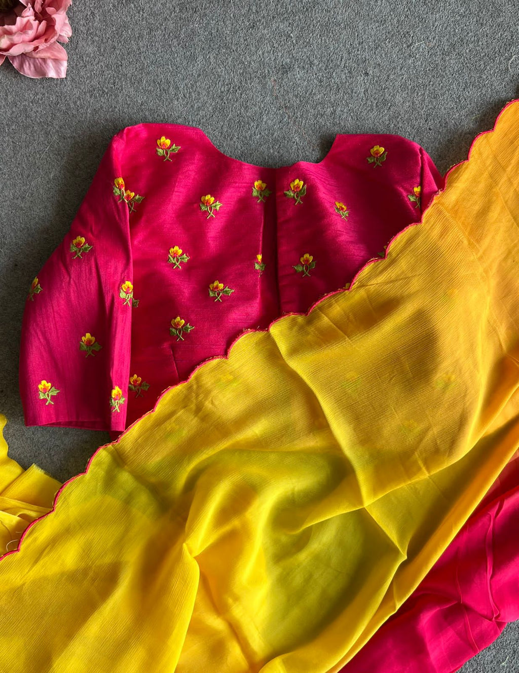 Pink silk embroidery work blouse  ( only blouse )