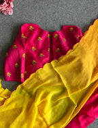 Pink silk embroidery work blouse  ( only blouse )