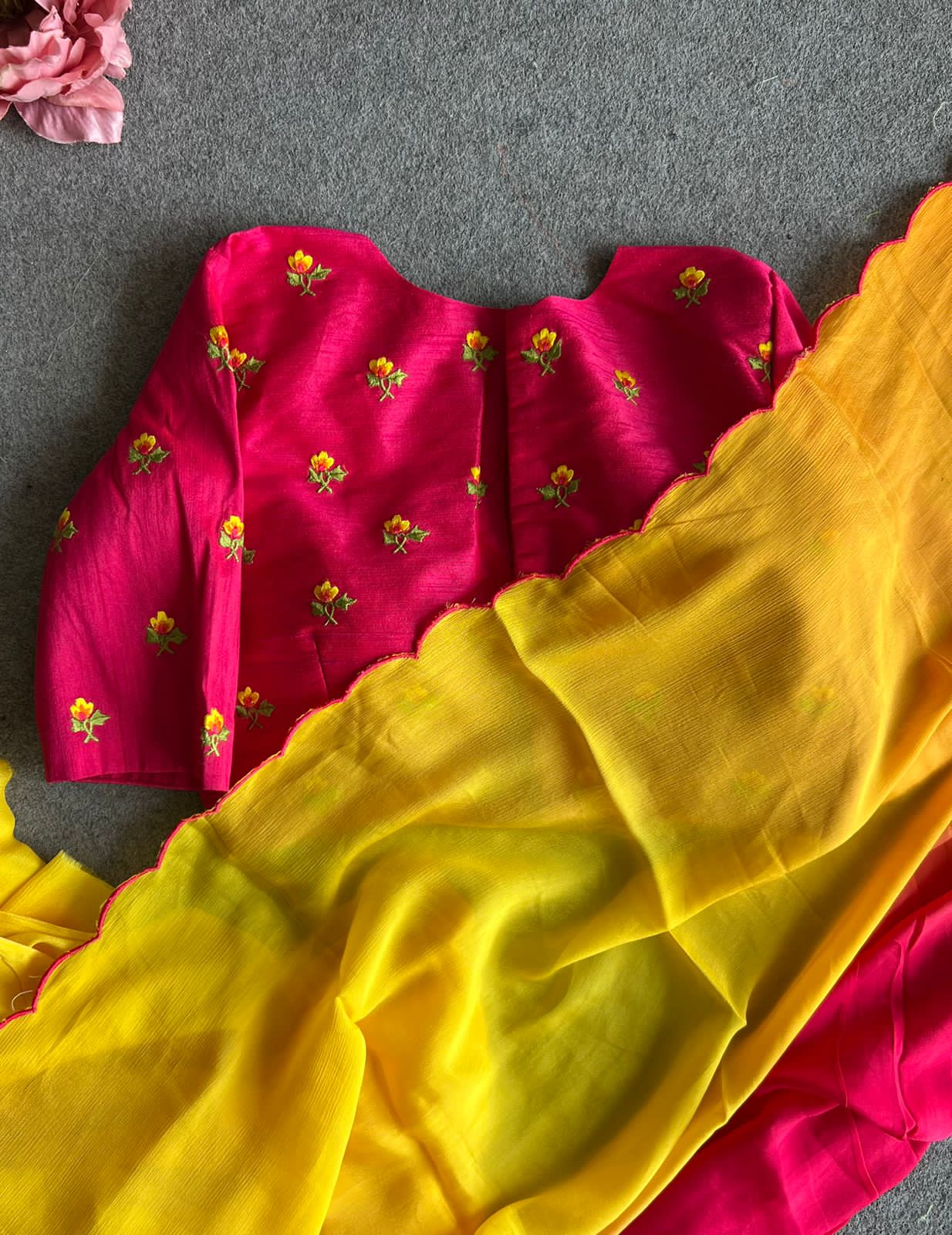 Pink silk embroidery work blouse  ( only blouse )