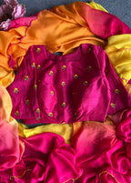 Pink silk embroidery work blouse  ( only blouse )