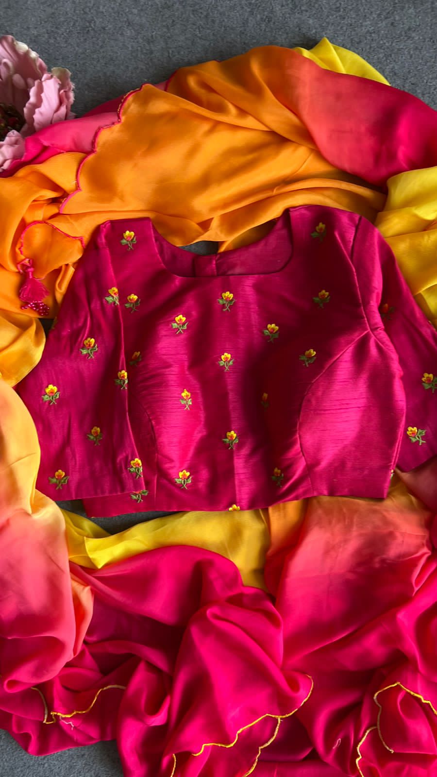 Pink silk embroidery work blouse  ( only blouse )