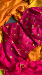 Pink silk embroidery work blouse  ( only blouse )