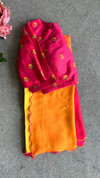 Pink silk embroidery work blouse  ( only blouse )