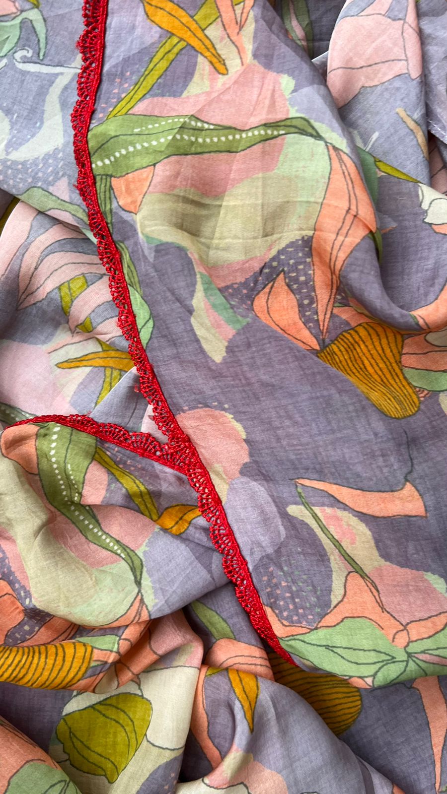 Grey floral soft organza saree with banarasi blouse