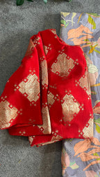 Grey floral soft organza saree with banarasi blouse