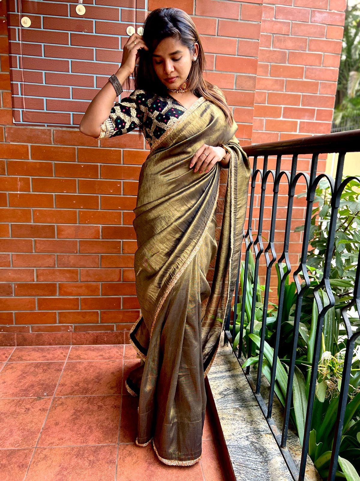 OSAA presents Soft Berry Hand Embroidered Tissue Saree available  exclusively at FEI