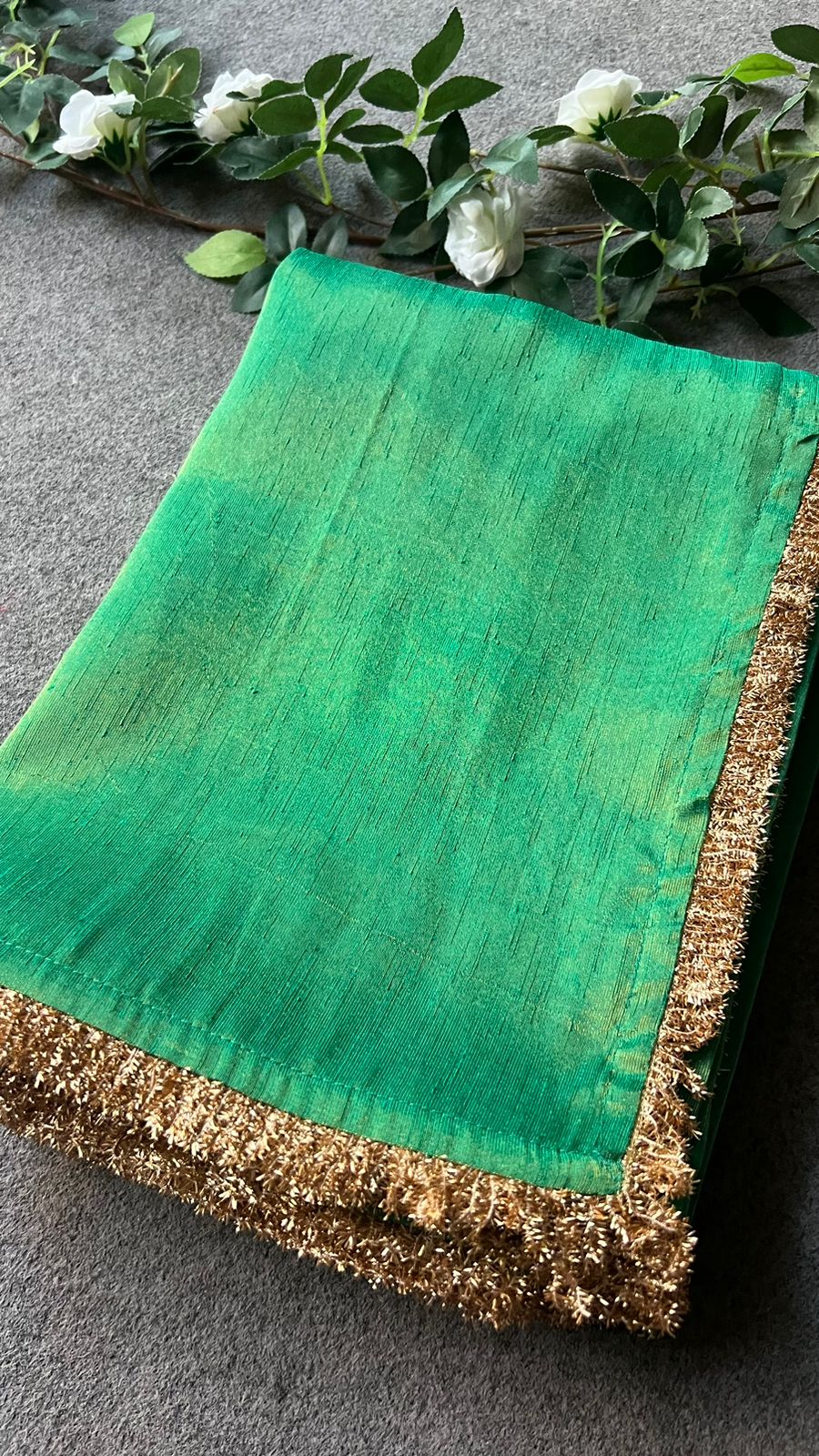 Green soft tissue saree