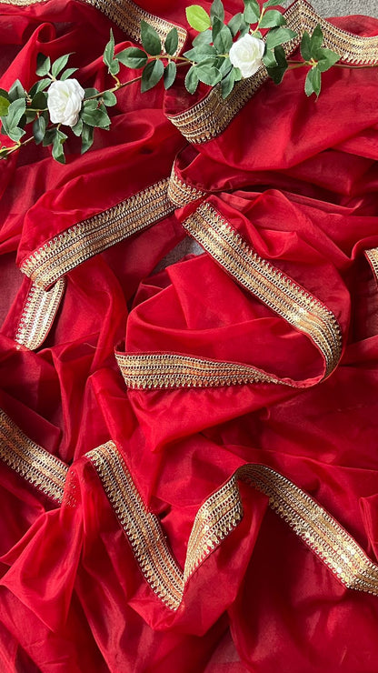 Maroon organza saree(Only saree)