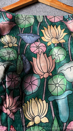 Green velvet printed blouse