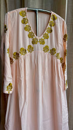Peach cotton embroidery kurti top