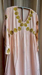 Peach cotton embroidery kurti top
