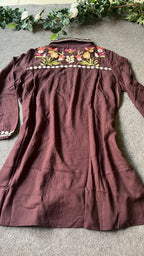 Coffee rayon embroidery kurti short top