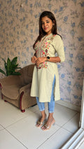 Light green cotton embroidery kurti top