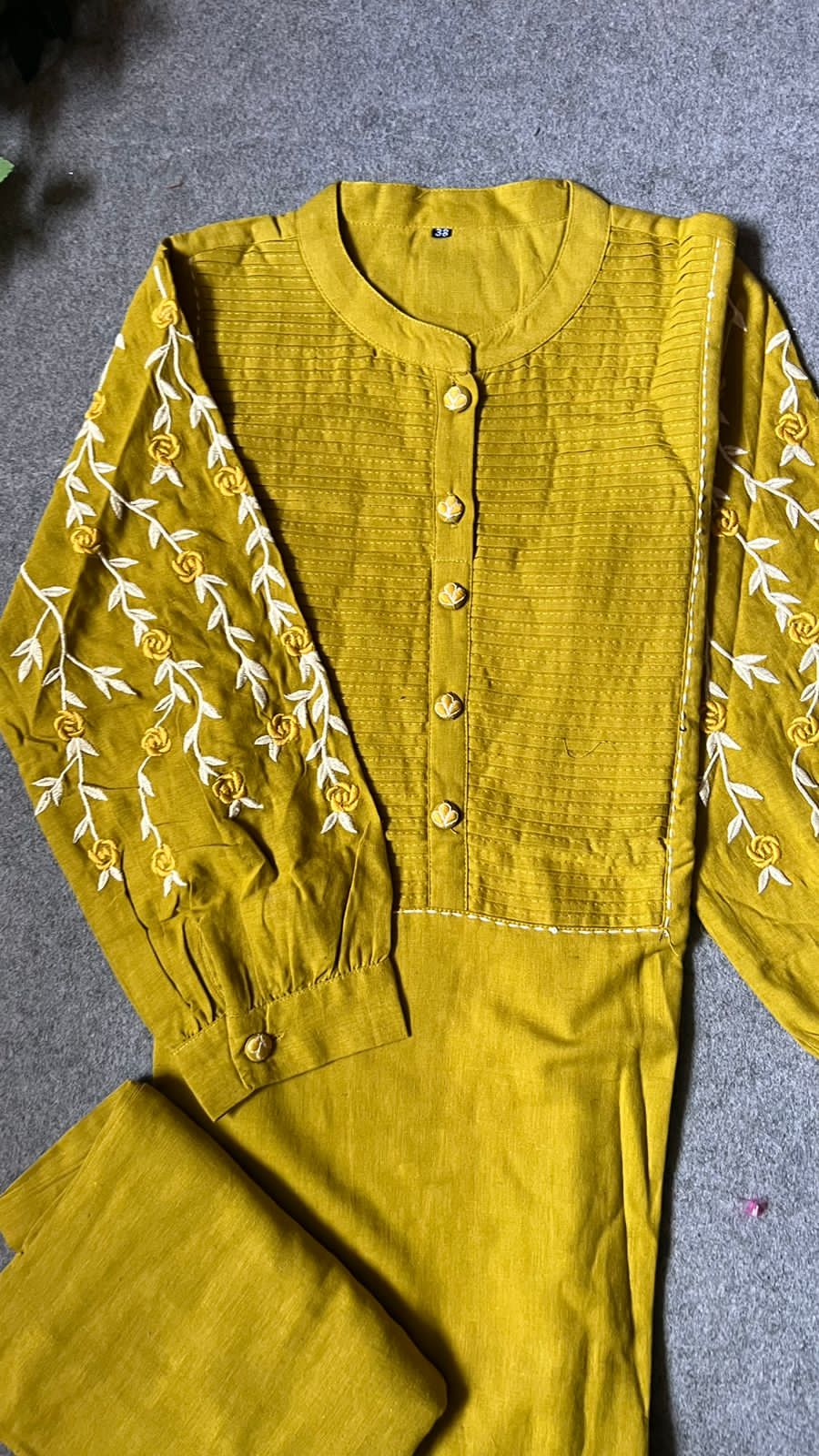Rayon yellow embroidery 2 piece kurti suit