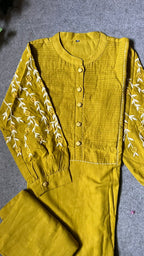 Rayon yellow embroidery 2 piece kurti suit