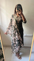 Mehandi green rayon silk embroidery 3 piece kurti suit