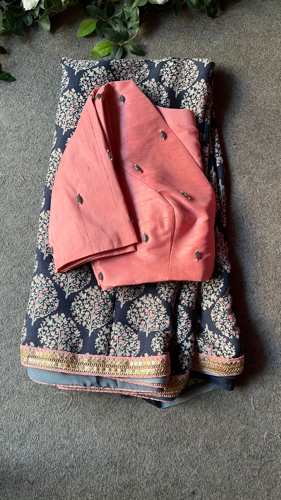 Pink silk beads handworked blouse (only blouse)
